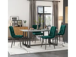 Conjunto de 4 sillas de terciopelo verde con patas de metal negro