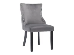 Conjunto de 2 sillas de terciopelo gris - Silla de 4 patas con costura de botones estructura de madera maciza para comedor - 91x50x49cm
