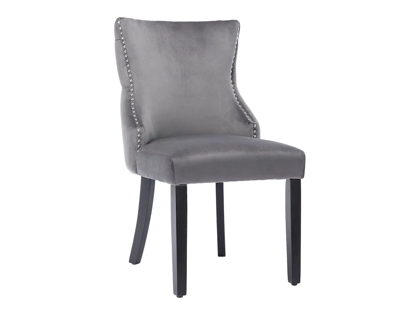 Conjunto de 2 sillas de terciopelo gris - Silla de 4 patas con costura de botones estructura de madera maciza para comedor - 91x50x49cm
