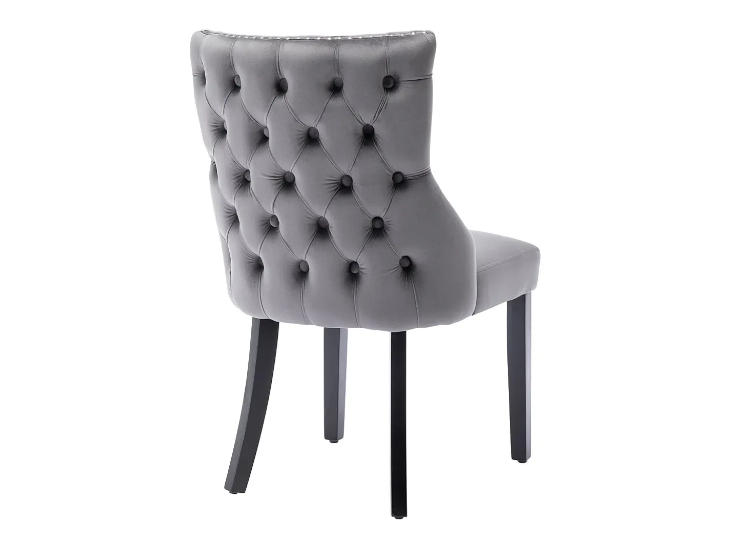 Conjunto de 2 sillas de terciopelo gris - Silla de 4 patas con costura de botones estructura de madera maciza para comedor - 91x50x49cm