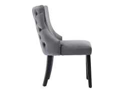 Conjunto de 2 sillas de terciopelo gris - Silla de 4 patas con costura de botones estructura de madera maciza para comedor - 91x50x49cm