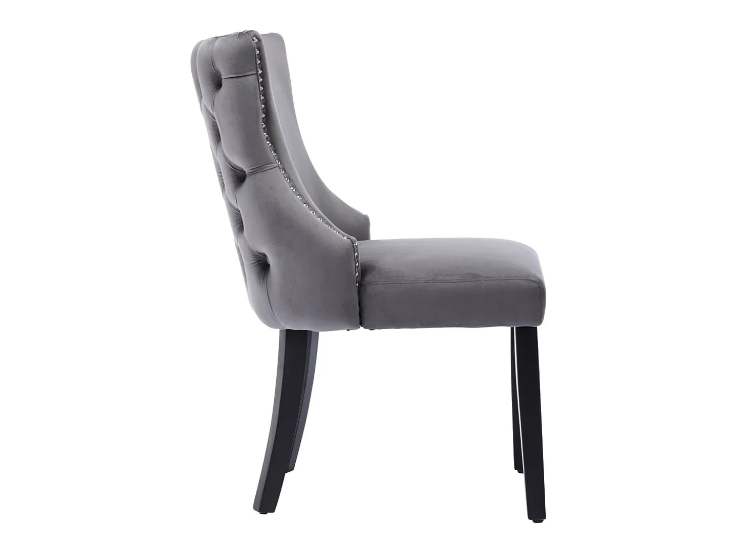 Conjunto de 2 sillas de terciopelo gris - Silla de 4 patas con costura de botones estructura de madera maciza para comedor - 91x50x49cm