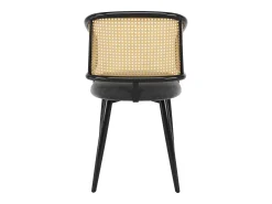 Conjunto de 2 sillas de terciopelo gris, respaldo de ratán, 4 patas de metal negro