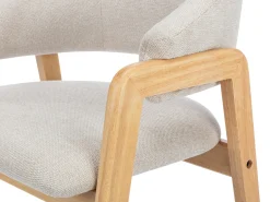Conjunto de 2 sillas de tela y madera de caucho - Beige y natural - SOLUNA