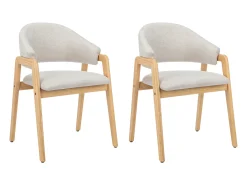 Conjunto de 2 sillas de tela y madera de caucho - Beige y natural - SOLUNA