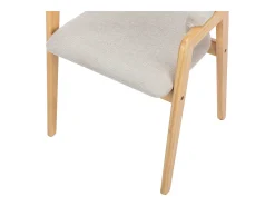Conjunto de 2 sillas de tela y madera de caucho - Beige y natural - SOLUNA