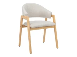 Conjunto de 2 sillas de tela y madera de caucho - Beige y natural - SOLUNA