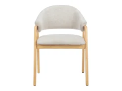 Conjunto de 2 sillas de tela y madera de caucho - Beige y natural - SOLUNA