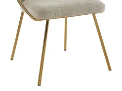 Conjunto de 2 sillas de tela y metal dorado - Beige - LUXIVA
