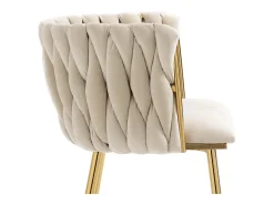 Conjunto de 2 sillas de terciopelo y metal dorado - Marfil