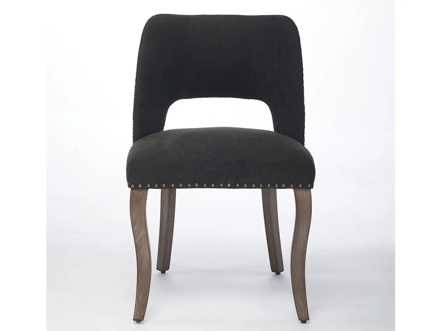 Conjunto de 2 sillas de tela y madera - Diseño hueco - Negro