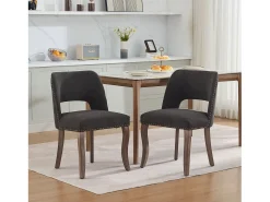 Conjunto de 2 sillas de tela y madera - Diseño hueco - Negro