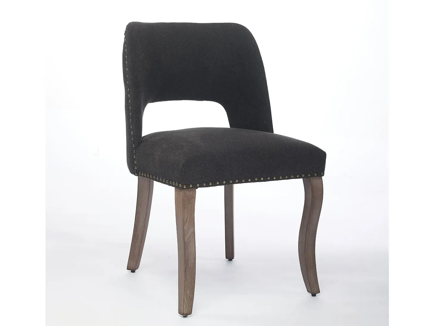 Conjunto de 2 sillas de tela y madera - Diseño hueco - Negro
