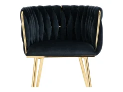 Conjunto de 2 sillas de terciopelo y metal dorado - Negro
