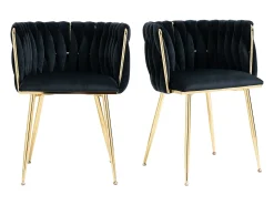 Conjunto de 2 sillas de terciopelo y metal dorado - Negro