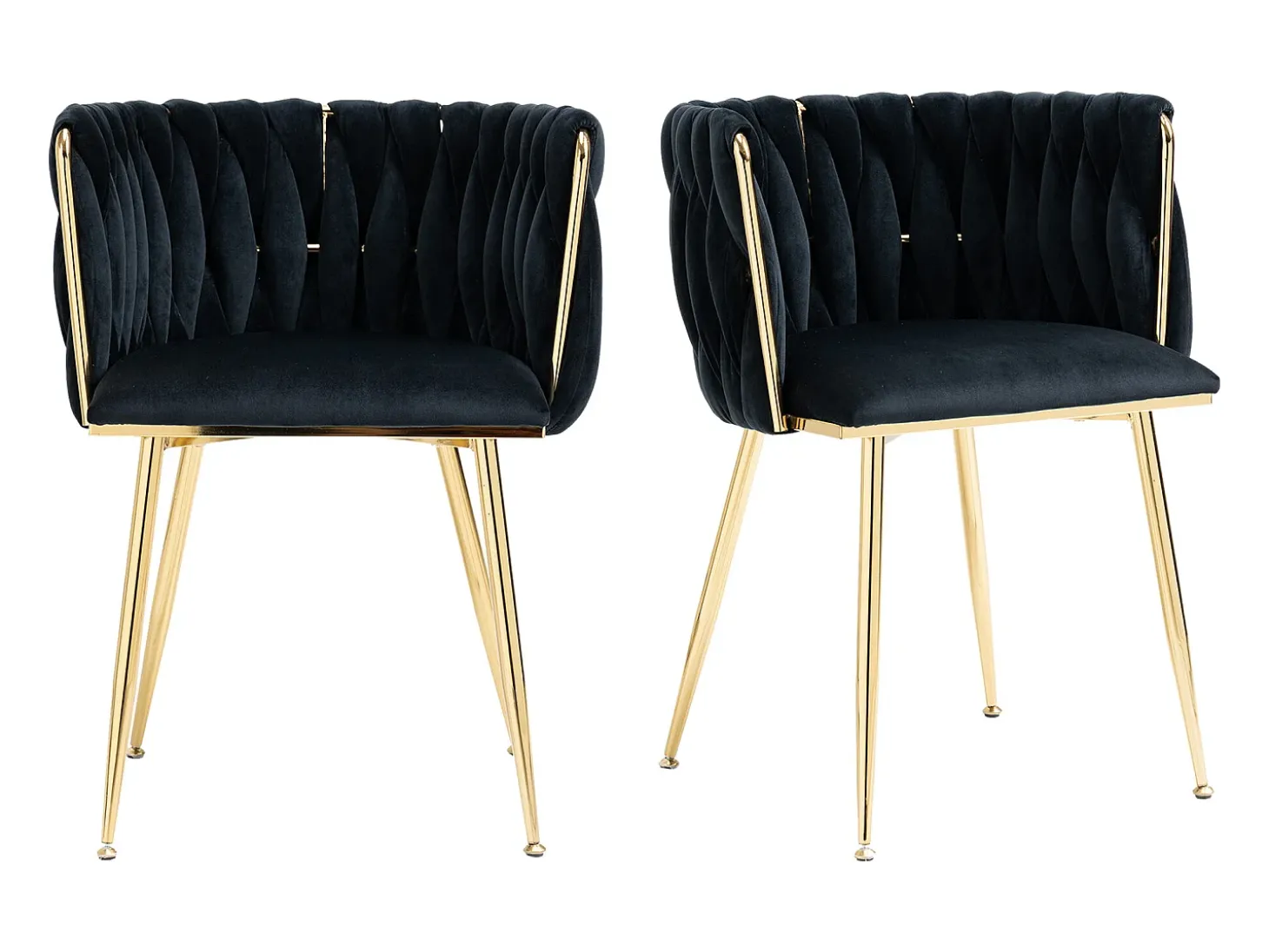 Conjunto de 2 sillas de terciopelo y metal dorado - Negro