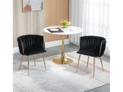 Conjunto de 2 sillas de terciopelo y metal dorado - Negro