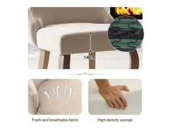 Conjunto de 4 sillas de terciopelo beige - Silla de 4 patas con costura de botones estructura de madera maciza para comedor - 91x50x49cm