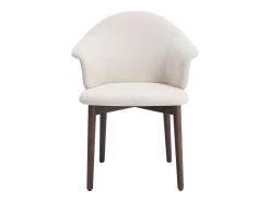 Conjunto de 2 sillas en tela texturizada y madera de hevea - Crema - LUMELY