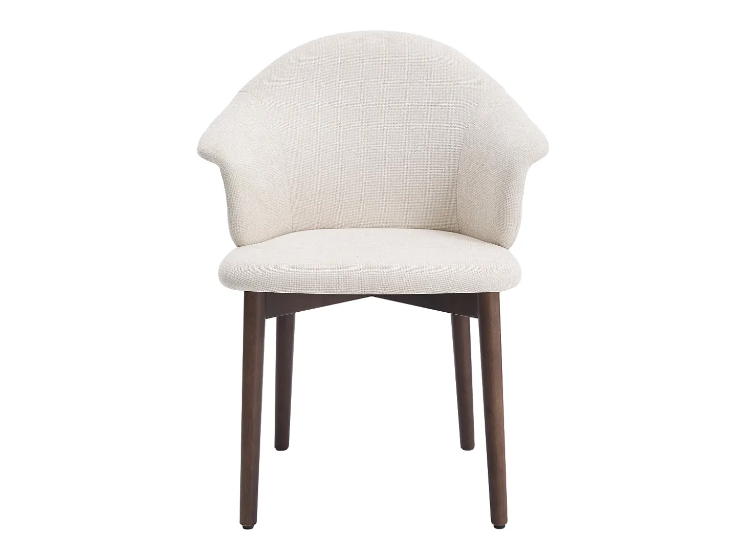 Conjunto de 2 sillas en tela texturizada y madera de hevea - Crema - LUMELY
