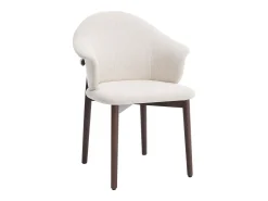 Conjunto de 2 sillas en tela texturizada y madera de hevea - Crema - LUMELY