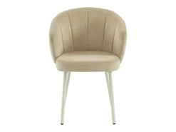 Conjunto de 2 sillas en tela y metal blanco - Beige - TANURY