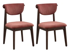 Conjunto de 2 sillas en tela texturizada y madera de hevea - Marrón - GABIEL