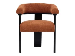 Conjunto de 2 sillas en tela bouclé y madera de hevea - Terracota y negro - LIVELIA