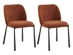 Conjunto de 2 sillas en tela texturizada y metal negro - Terracota - JIZAK