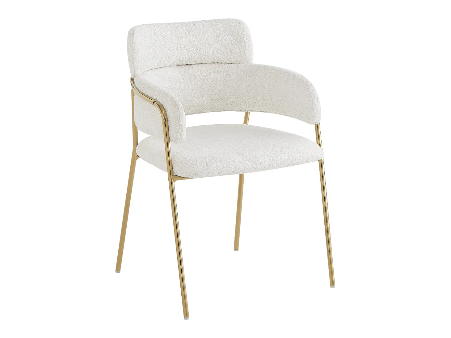 Conjunto de 2 sillas en tejido de rizo francés - patas doradas - Beige