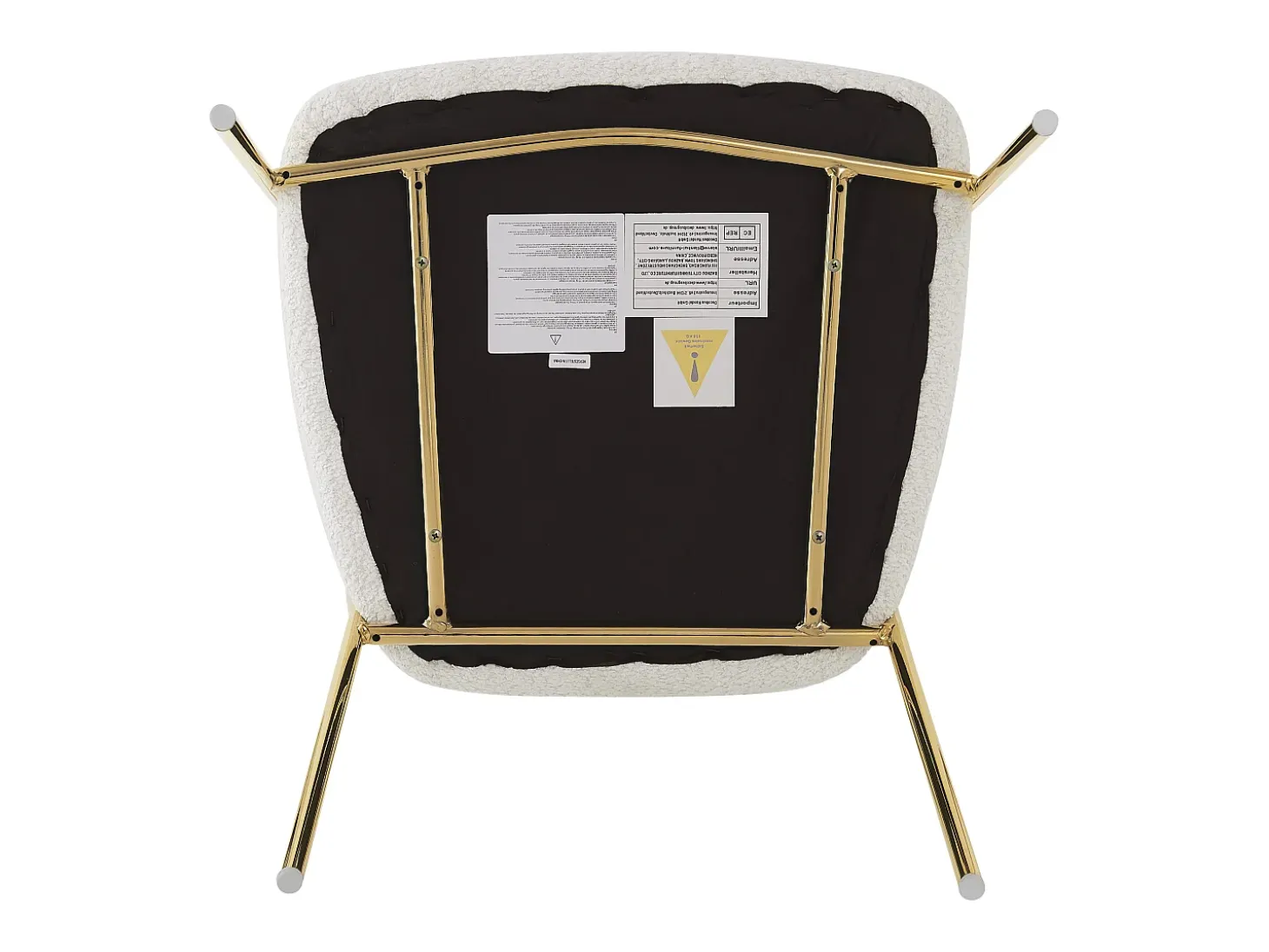 Conjunto de 2 sillas en tejido de rizo francés - patas doradas - Beige