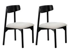 Conjunto de 2 sillas en tela bouclé y madera de mango negro - Blanco - TAMENIA