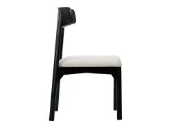 Conjunto de 2 sillas en tela bouclé y madera de mango negro - Blanco - TAMENIA