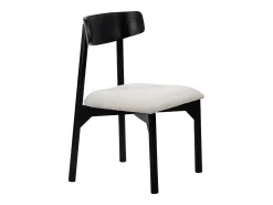 Conjunto de 2 sillas en tela bouclé y madera de mango negro - Blanco - TAMENIA