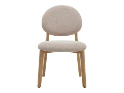 Conjunto de 6 sillas en tela texturizada y madera clara de hevea natural - Beige - MARLENI
