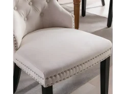 Conjunto de 2 sillas escandinavas - tela de lino - con patas de roble - Beige