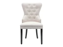 Conjunto de 2 sillas escandinavas - tela de lino - con patas de roble - Beige