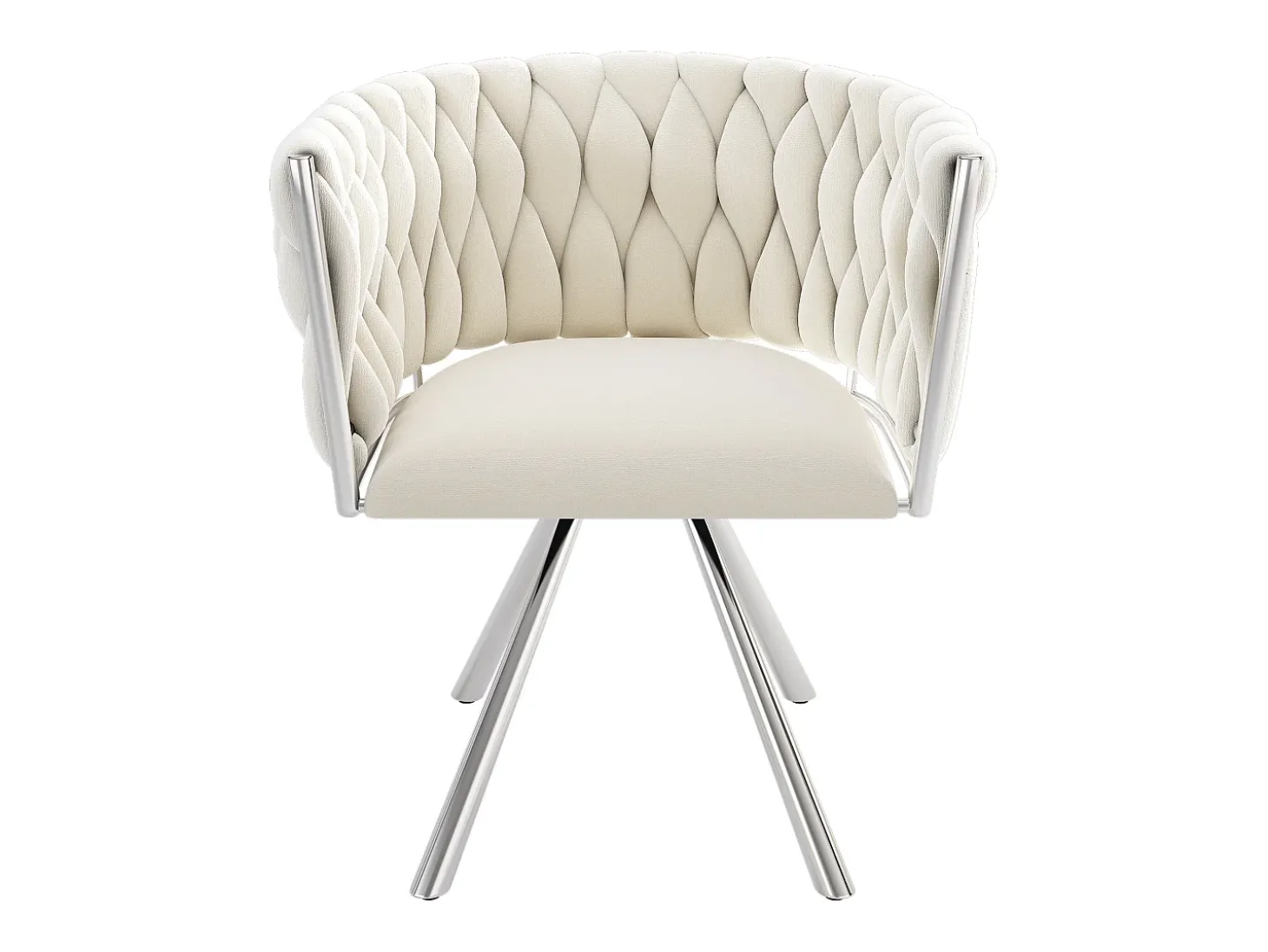 Conjunto de 2 sillas giratorias con reposabrazos en terciopelo beige y metal plateado