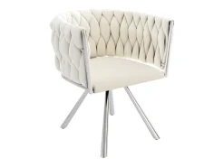 Conjunto de 2 sillas giratorias con reposabrazos en terciopelo beige y metal plateado