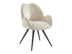 Conjunto de 2 sillas giratorias con reposabrazos en tela y metal negro - Beige - GULSUN