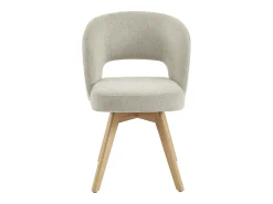 Conjunto de 6 sillas giratorias de tela y madera de roble - Crema - GUSTAVY