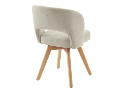 Conjunto de 6 sillas giratorias de tela y madera de roble - Crema - GUSTAVY