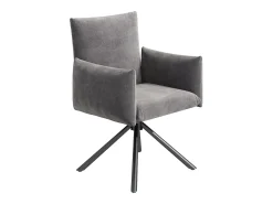 Conjunto de 4 sillas giratorias en terciopelo gris - Patas de metal - Para salón, dormitorio, oficina