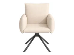 Conjunto de 4 sillas giratorias en terciopelo beige - Patas de metal - Para salón, dormitorio, oficina
