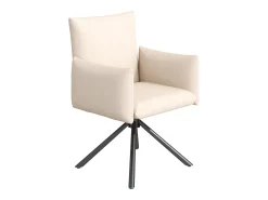 Conjunto de 4 sillas giratorias en terciopelo beige - Patas de metal - Para salón, dormitorio, oficina