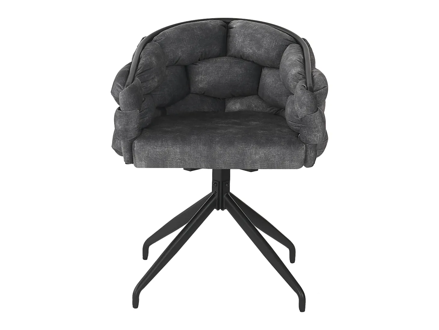 Conjunto de 2 sillas giratorias en terciopelo gris con estructura de metal negro