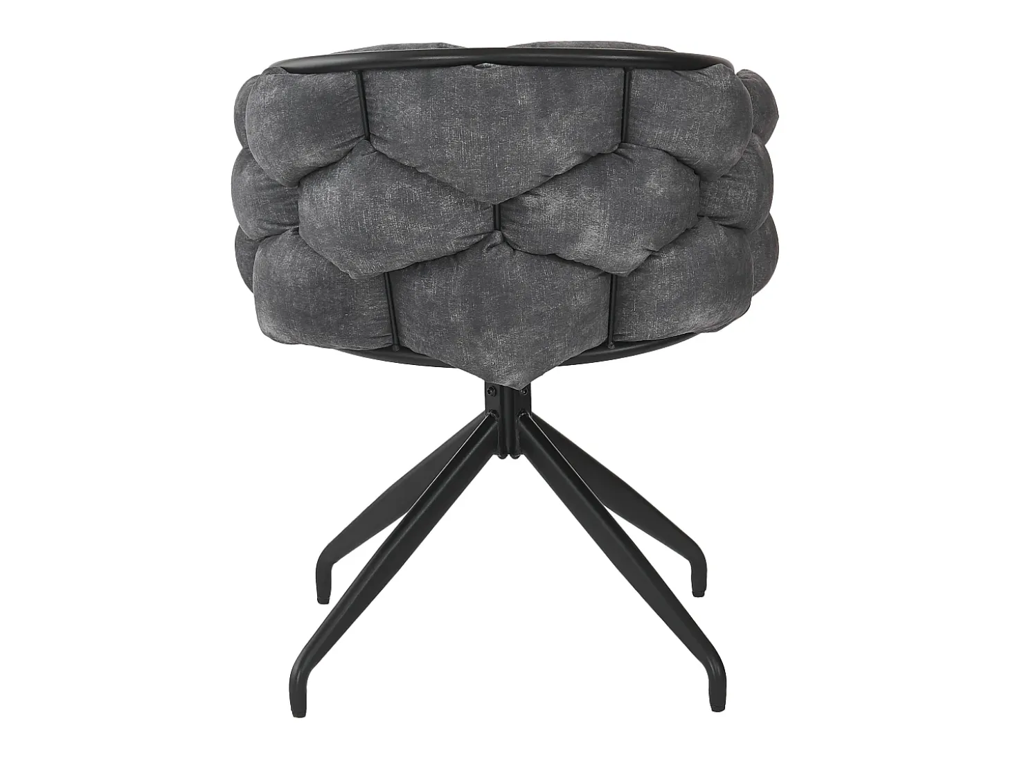 Conjunto de 2 sillas giratorias en terciopelo gris con estructura de metal negro