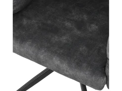 Conjunto de 2 sillas giratorias en terciopelo gris con estructura de metal negro
