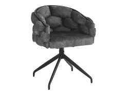 Conjunto de 2 sillas giratorias en terciopelo gris con estructura de metal negro