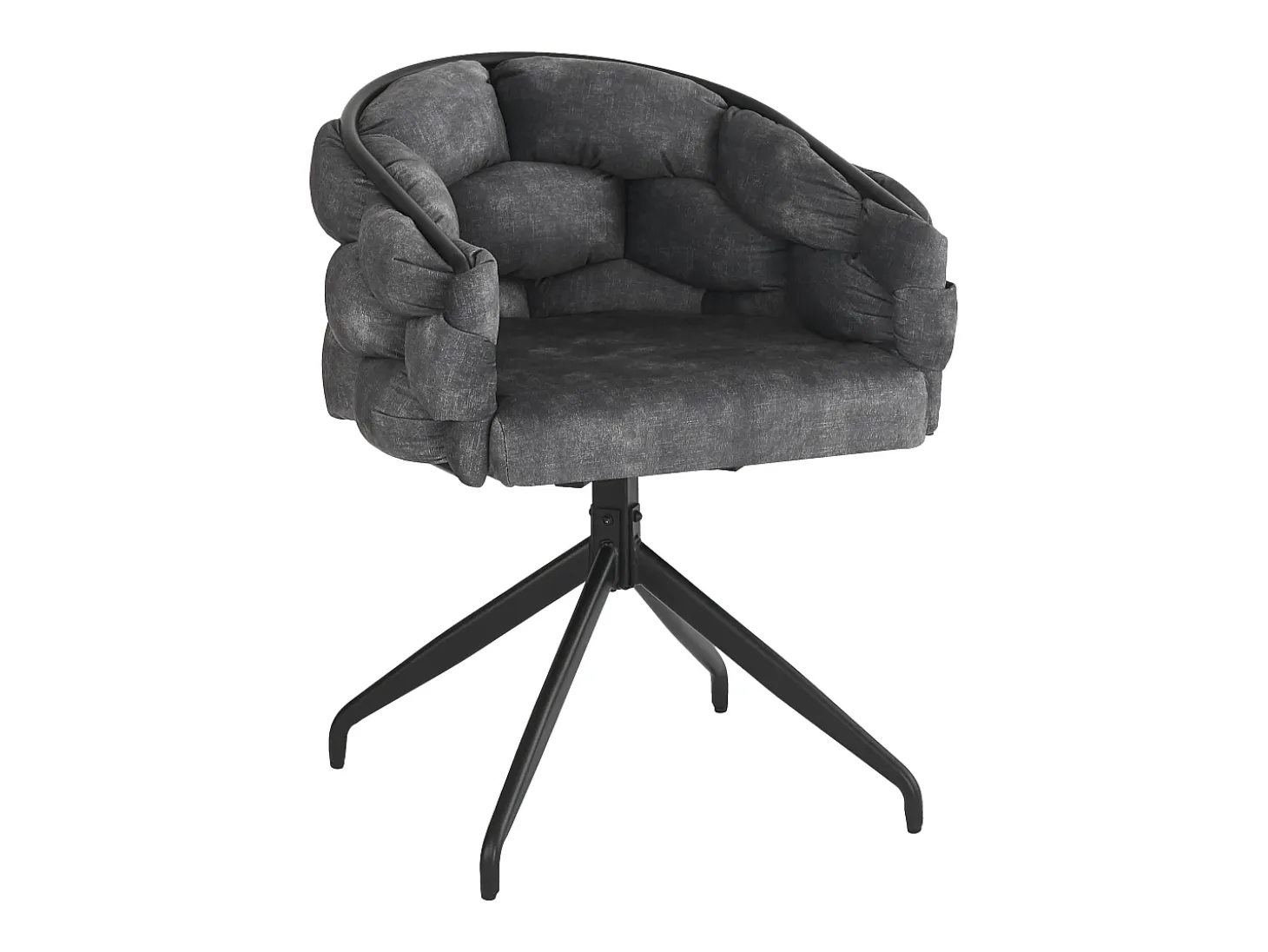 Conjunto de 2 sillas giratorias en terciopelo gris con estructura de metal negro